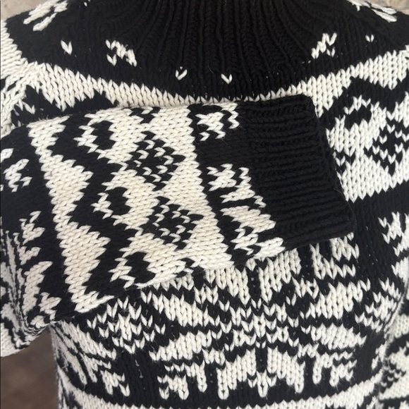 Ann Taylor black and white fair isle mock neck long sleeve sweater - Picture 5 of 15
